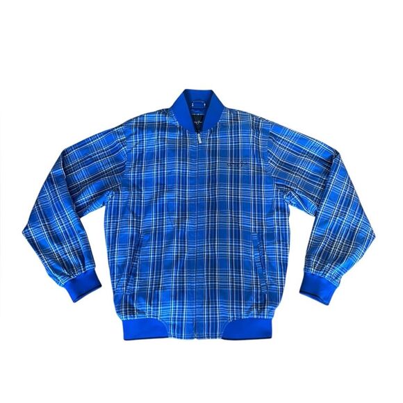 Sean John Blue Plaid Bomber Jacket Mens Size Medium - Picture 1 of 13